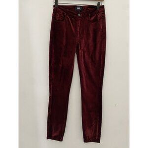 Paige Huxton Ultra skinny velvet Velour Red cranberry zip fly size 27